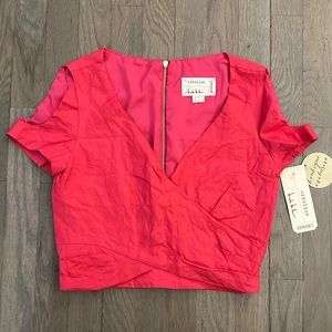 NWT Nicole Miller Pink Crop Top - Size L